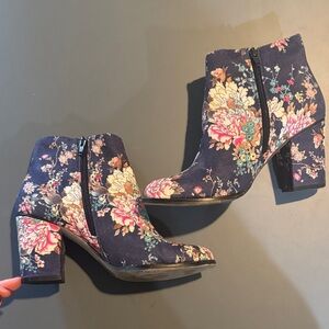 Anthropologie Floral Ankle Boots